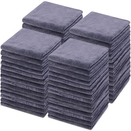 Shimeyao 50 Pack Bleach Proof Towels Microfiber Absorbent Resistant Hair Hand Towels Bulk Quick Dry for Barber Gym Bath Spa Shaving (Grey,14 x 29 Inch)