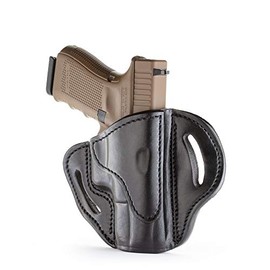 1791 GUNLEATHER G 19 Holster - Right Hand OWB G19 Leather Holster for Belts - Fits G 19, 23, 26, 27, H&K VP40 and Springfield XDS (BH2.1) (Polished Black)