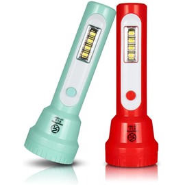 Tokeyla 2 Pack Rechargeable Kids Flashlight,Portable Flashlight with COB LED,Lightweight and Bright Flashlights for Kids EDC Flashlight for Toddler School Children's Kids Camping(Middle)