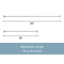TYRON 2 Pack Sash Curtain Rod Adjustable 18-30 Inch, 3/8 In. Diameter, French Door Curtain Rods (Nickel)