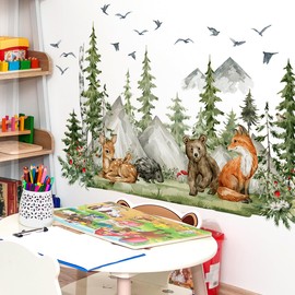 WandSticker4U® - XXL Wall Sticker Children's Room Animals & Forest (150 x 96 cm) I Wall Sticker Animals Jungle Girl & Boy I Wall Sticker Fox Bear Deer Tree Baby Room Decoration Large