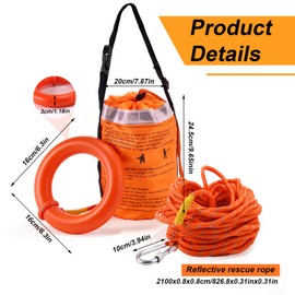 Professional Water Rescue Throw Bag, 69FT Reflective Floating Rope with Quick Dry Oxford Storage Bag for Kayaking Rafting Boating and Emergency Rescue