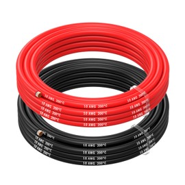10 AWG Silicone Wire by MMOBIEL – 6mm² Tinned Copper Cable, 2 x 8.2FT (1 Red & 1 Black), Flexible Battery Electrical Wire for Automotive, Marine, Boat, RC, Drone, Truck, Battery Clamp