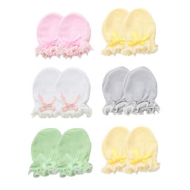 JZS Baby Anti Scratch Mittens, 6 Pack Unisex Baby Organic Cotton Soft No Scratch Gloves Infant Hand Mittens with Elastic Wrist