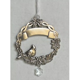 Ganz Christmas Wreath Ornament with Cardinal "Peace Love Joy"