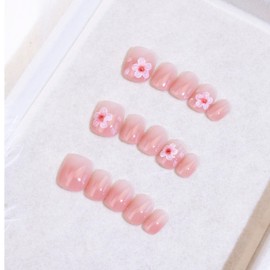 Light Rain Medium Size Hand-made Press on Nails, 3D Gel UV Finished False nails with Design by Professional Manicurist