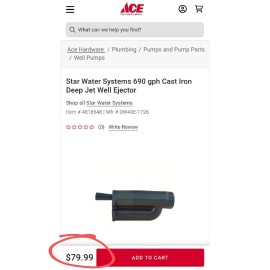 Star Water Systems 690 gph Cast Iron Deep Jet Well Ejector