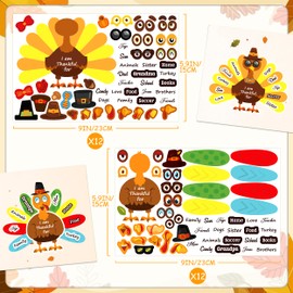 LINAYE 24 Sheets Thanksgiving Crafts for Kids, Turkey Crafts Stickers, Make a Turkey Stickers, Thanksgiving Games & Activities Crafts Party Favors for Kids Toddlers