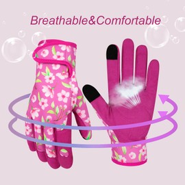 MERTURN Leather Gardening Gloves for Women Garden Gloves Thorn Proof Touch Screen Design Heavy Duty Yard Working Gloves for Planting, Digging, Pruning Gardening Gift, M