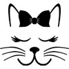 Cute Cat Face with Bow Decal Sticker for Car/Window/Wall (Purple