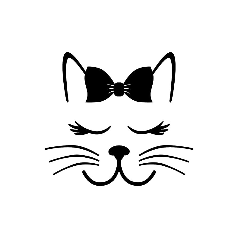 Cute Cat Face with Bow Decal Sticker for Car/Window/Wall (Purple