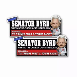 Senator Byrd Racist KKK Bird Pro Trump bumper sticker Decal Funny 9" 2 Pack