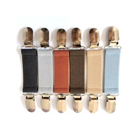 Jujen Elastic Clothes and Hat Clips-Double Heavy-Duty Stainless-Steel Strap Clips, Bed Mattress Sheet Fasteners (Beige)