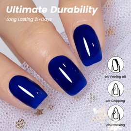 YTD Likomey Nude Gel Nail Polish,15ml Klein Blue Translucent Neutral Jelly Sheer Glass UV Navy Blue Fall Winter Salon Home DIY Nails Art Manicure UV Nail Gel Varnish,LS383