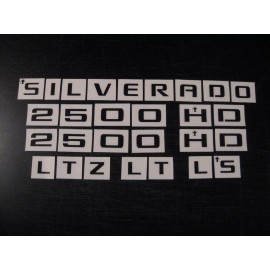 EmblemsPlus 2007-2018 Chevy Silverado 2500 HD Emblem Overlay Decal Letters (BLACK) Set of 6
