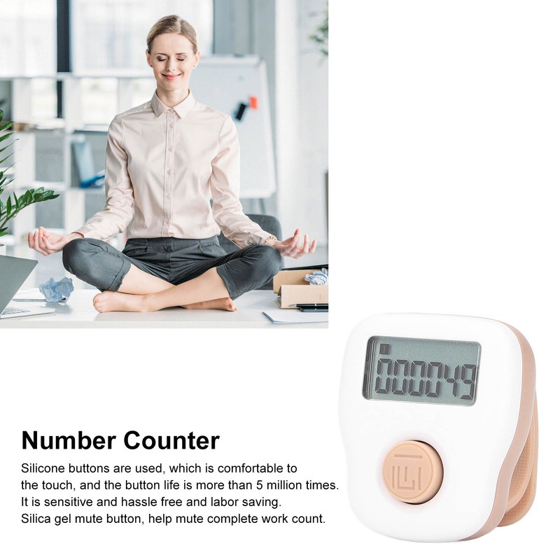 Ring Counter White Manual Luminous Ring Type USB Rechargeable Sweat