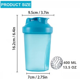KANGSIT Protein Shaker Bottle 400ml with Stainless Steel Mixing Ball, BPA- and DEHP- free, Leakproof Flip On Lid, Odourless, Temperature Safe, Dishwasher Safe
