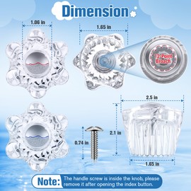Enhon Shower Knob Replacement, Compatible with Pfister Contessa and Windsor Tub and Shower Faucets, Hot and Cold Faucet Handle Replacement, Newer Style, Clear Acrylic (2 Pieces)