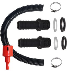 Rain Butt Connector Set, Rain Barrel Feed-Through Includes 2 Rain Butt Pipes 25 mm, 50 cm Connection Hose, Hole Opener and Hose Clamp, for Rain Butt, Water Tanks, Cisterns