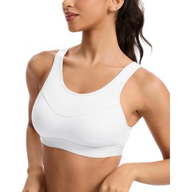 WingsLove High Impact Sports Bra for Women Seamless Wireless Racerback Running Bra with Molded Cups No Bounce,White​,36D