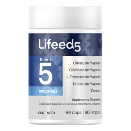 Suplemento Magnesio 5 En 1 Lifeed5 Citrato De Magnesio, Glicinato De Magnesio, L-treonato De Magnesio, Malato De Magnesio Y Estearato De Magnesio 60 Cápsulas