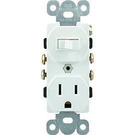 GE Wall Switch & Outlet Combo, Two-in-One Receptacle, 1 On/Off Toggle Power Switch, 1 Grounded AC Outlet Wall Plug, Single Pole, 3 Prong, 15 Amp, UL Listed, White, 59797