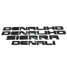 GM 4PCS NEW 11-19 Matte Black GMC Sierra Denali Duramax 2500HD 3500HD Badges Emblem