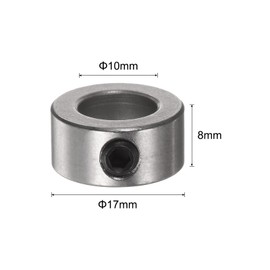 sourcing map Set of 10 Screw Collars 10mm Bore Stainless Steel Shaft Collar 17mm Outer Diameter 8mm Width Landing Flap Stopper Wheel Collar