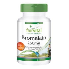 Fairvital | Bromelain Kapseln 250mg - HOCHDOSIERT - 1000mg pro Tagesdosis - VEGAN - 600 F.I.P. - Ananasenzym - 120 DRCaps™