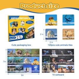 Memory Match Game for Kids | 120PCS | Animal Theme | Educational Toddler & Preschool Activity | Boys, Girls, & Family Fun | Board Game