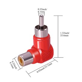 CNARIO 2pcs RCA Male to Female Right Angle Coupler RCA 90degree Elbow Adapter for Extension AV/TV Audio Video Cable S/PDIF, Subwoofer, Phono, Composite, Component