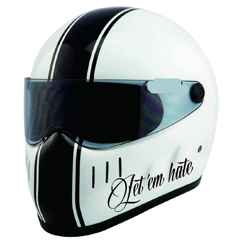 STICKY DUDE 2 Pieces Let 'em Hate Motorcycle Black Helmet