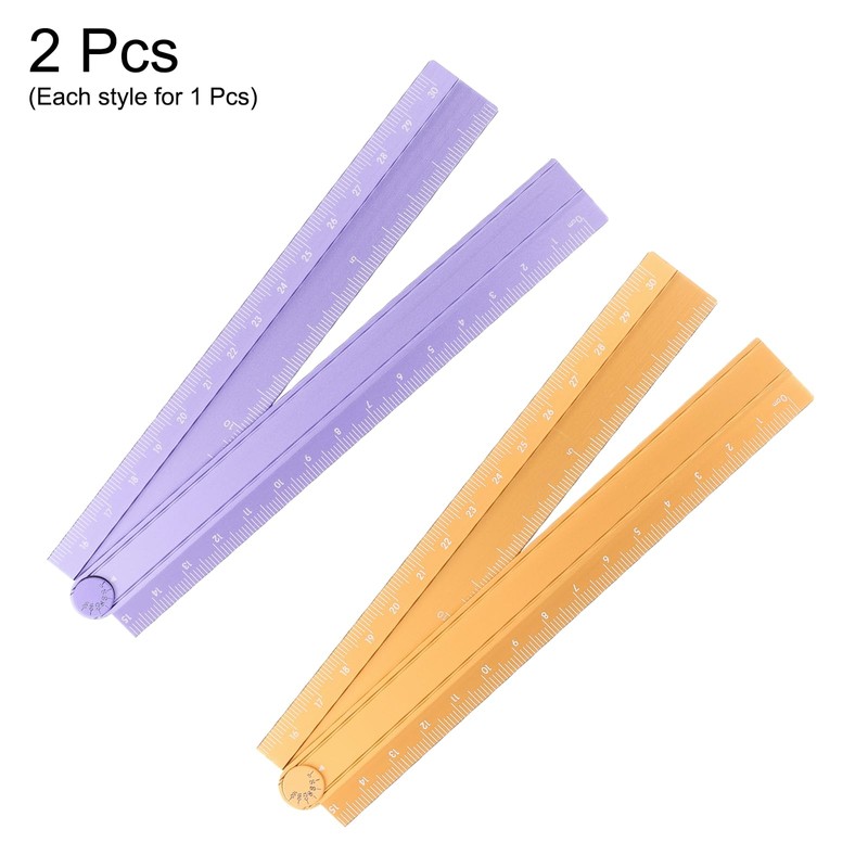 sourcing map 2pcs Folding Straight Ruler 30cm Metric Aluminum Alloy