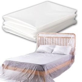 12 Pack Drop Cloth Plastic Sheeting, 9 x 12 FT Heavy Duty Painters Tarp, Waterproof Dustproof Furniture and Floor Protection Cover, Tear-Resistant Plastic for Painting and Renovation