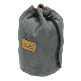 PATIKIL Soft Camera Pouch, L Size Shockproof Drawstring Lens Case Flannel Camera Lens Case Compatible for Nikon DSLR Camera Lens Water Cups, Grey (Round)