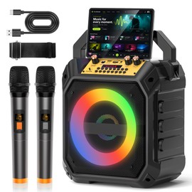 VICTRESS 30W Karaoke Machine Adults with 2-Way Coaxial Driver&2 Mics,Black