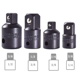Bestgle 4pcs Impact Socket Adapter and Reducer Set, Socket Driver Converter for Impact Driver Conversions Extentsion Ratchet Wrenches 1/4" 3/8" 1/2"