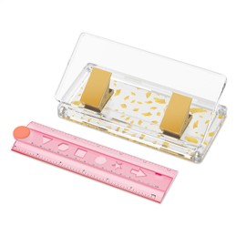 Desktop Paper Punch with Non-Slip Fabric Base Gold Leaf, Acrylic Two Holes Puncher, 10 Sheet Capacity for Use in Scrapbooking, Offices, Schools, and Studios