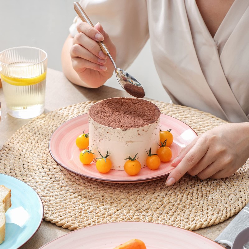 Selamica Ceramic 8 inch Dinner Plates, Small Dessert Salad Plates,