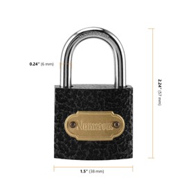 SEUNMUK 8 Pack 38mm Padlocks, Heavy Duty Copper Core Pad Lock with Key, High Security Small Outdoor Padlock for Toolbox, Doors, Shed, Warehouse, Cabinets, Black