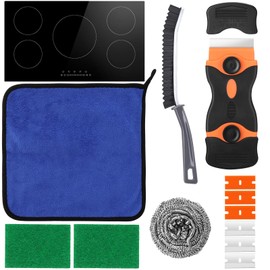 XANGNIER Cooktop and Stove Top Cleaner Brush Kits,Glass/Electric/Ceramic/Gas/Induction/Stainless Steel Stovetop Cleaning Tools Accessories,6 Pcs