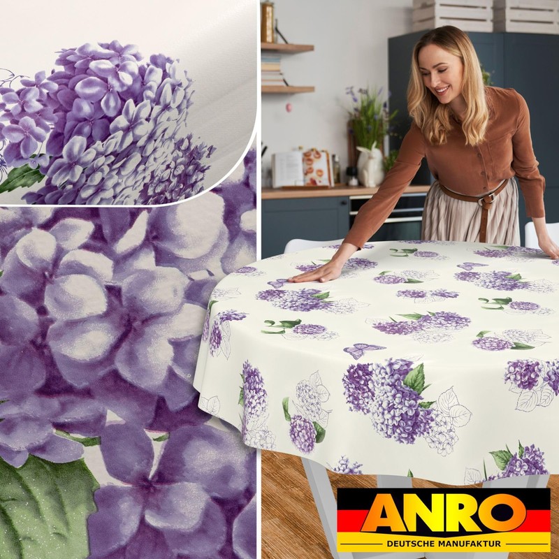ANRO Oilcloth tablecloth, wax tablecloth, washable garden tablecloth, round, oval,