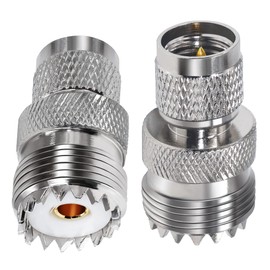 2PCS Mini UHF Male to UHF Female Coax Connector, Mini PL259 to SO239 Coax Adapter for CB Radio, Extension Cable, WiFi Radios