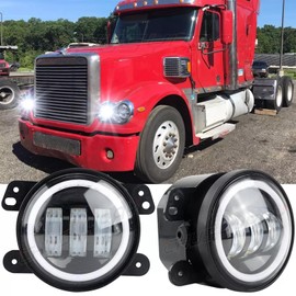 CHUSYYRAY 4 Inch Fog Light Assembly Compatible with Freightliner Coronado Fog Lights Assembly, LED Driving Bumper Clear Lens Fog Lamps with DRL and Turn Signal, 6000K Super Bright, Pack of 2