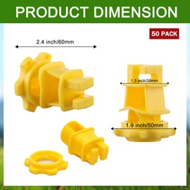 Leiouney 50 PCS Electric Fence Insulators - Screw Mount Round Post Clips, Durable Wire Holders for Farm and Pet Fences - Yellow