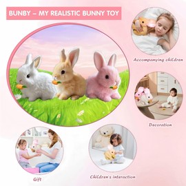 Bunby Cute - Easter My Realistic Bunny Toy for Kids, Interactive Realistic Rabbit Toy - Jumping, Twitching, and Shaking Ears, Bunny Toys, Bunbi (Brown)