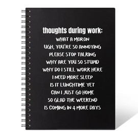 THEBESTU Thoughts During Work 160 Pages Hardcover Blank Spiral Notebook, Funny Sarcastic Notebook Gifts For Coworker, Coworker Office Workplace Gifts, Boss Gifts, Employee Gifts For Her Him