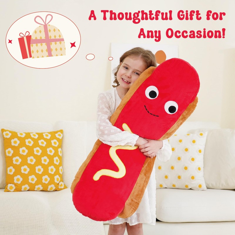 Zctghvy Hot Dog Stuffed Animal – Realistic 35-inch Plush Toy