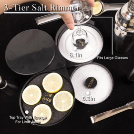 12Pcs Margarita Kit,Margarita Salt Rimmer Set,Includes Margarita Glasses (8.12oz),3-Tier Salt Rimmer,Shaker&Jigger,Strainer,Spoon,Ice Tongs,Liquor Pourers,Lemon Squeeze,Muddler,Bottle Opener