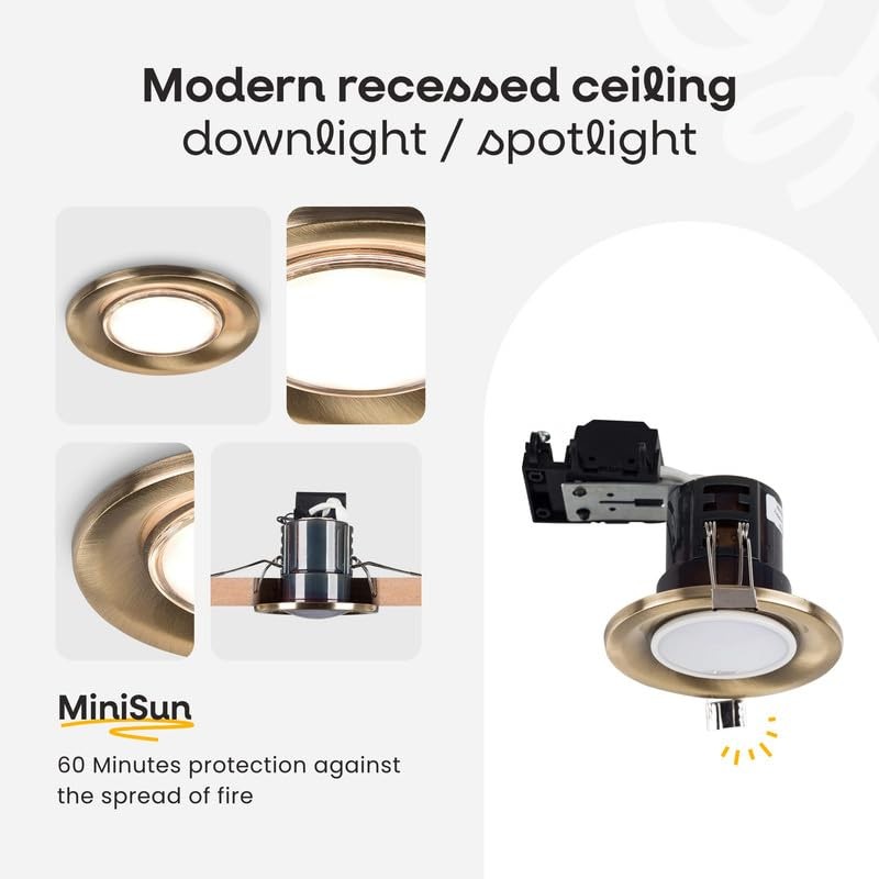 MiniSun | Modern Fire Rated Black Chrome GU10 Recessed Ceiling